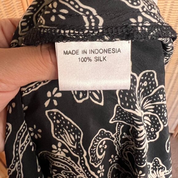 Basil & Maude 100% silk black and white floral print asymmetrical dress - Picture 7 of 7